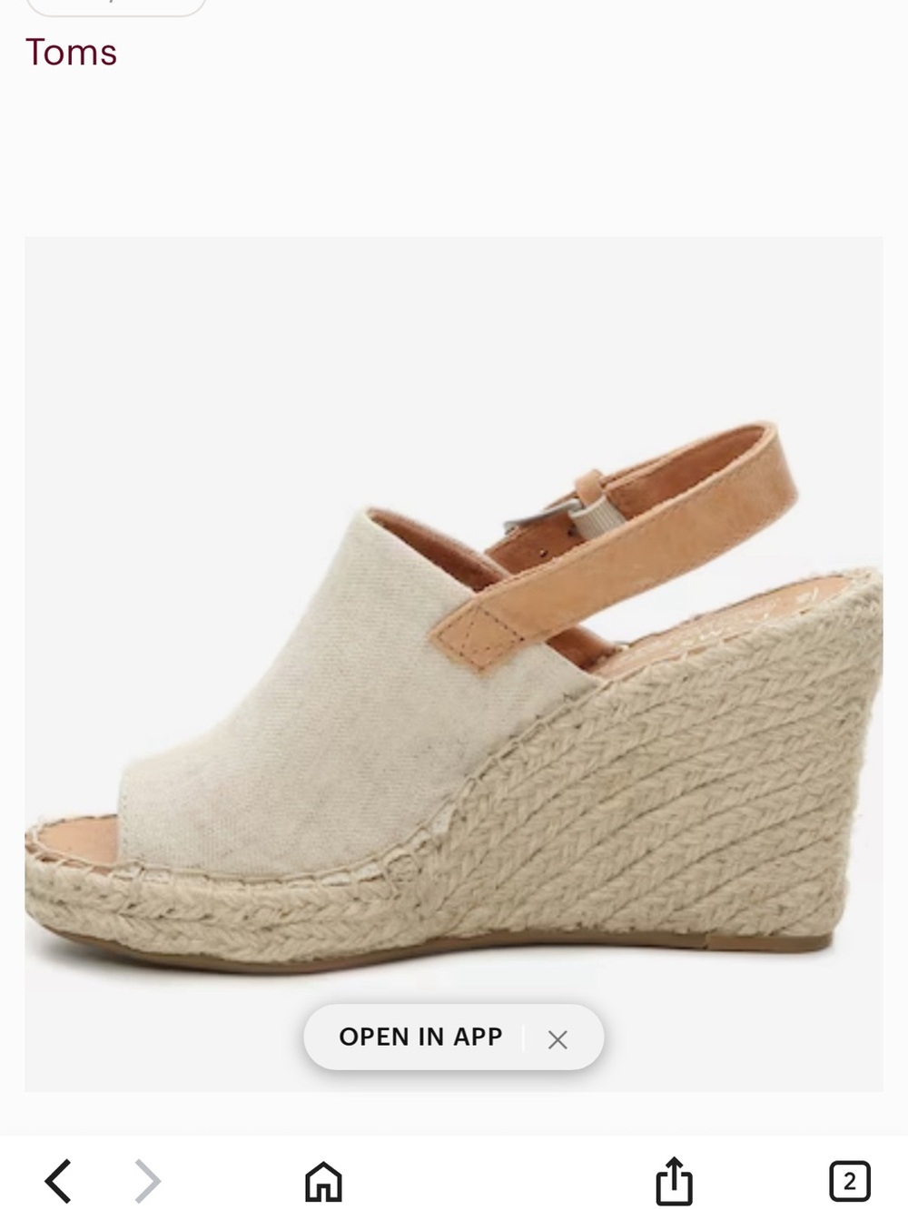 Toms Monica Espadrille Wedge - Natural Canvas & Tan Strap